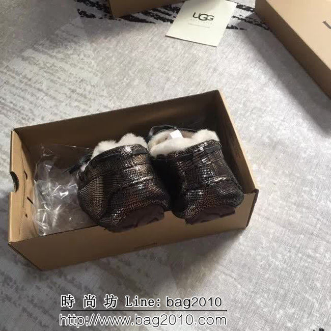 UGG 經典海外版 原版原色真羊毛 真皮蝴蝶結 豆豆鞋 QZS2374